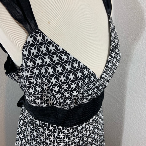 🌹New List🌹NWT Vintage 1990s AB Studio Black & White Geometric Pattern Midi Dress - Picture 2 of 6